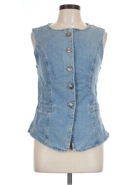FreeMarket Light Wash Denim Button Vest Large